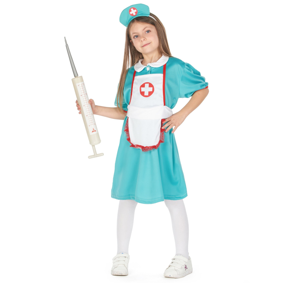 (L 10-12 years (130-140 cm)) Girls' green nurse costume