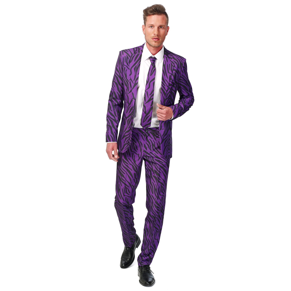 (S (EU 46)) Men's purple Mr. Tiger suit Suitmeister