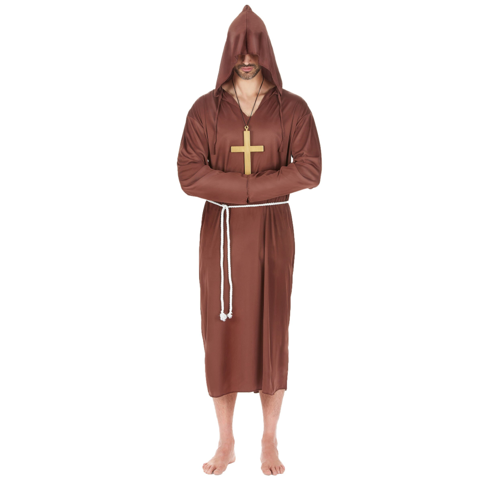 Large size light brown monk costume for men