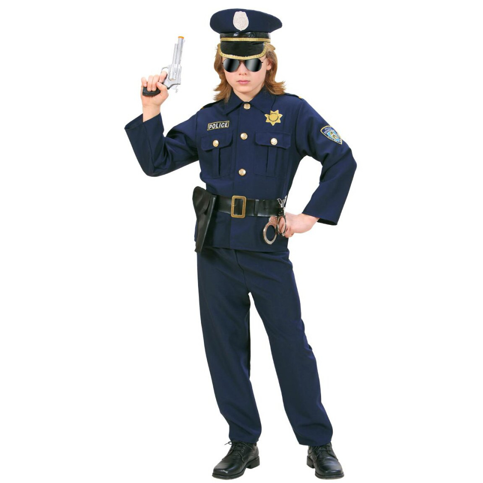 (8-10 years (140 cm)) Boys' navy blue police costume