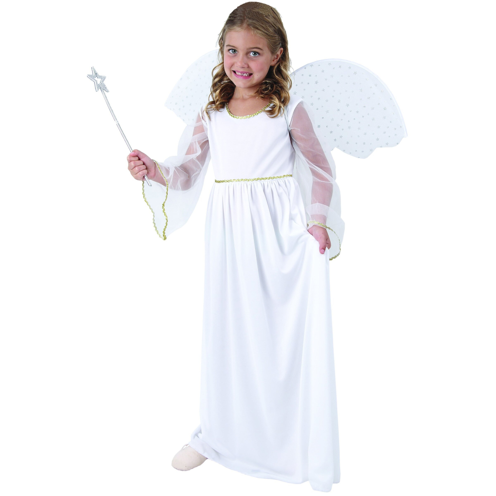 (M 7-9 years (120-130 cm)) Girls' white angel costume