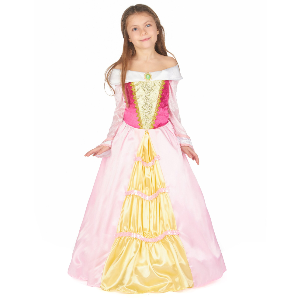 Rubies (S 4-6 Years (110-120 Cm)) Girls' Satin Dress Princess Costume Pink/Gold