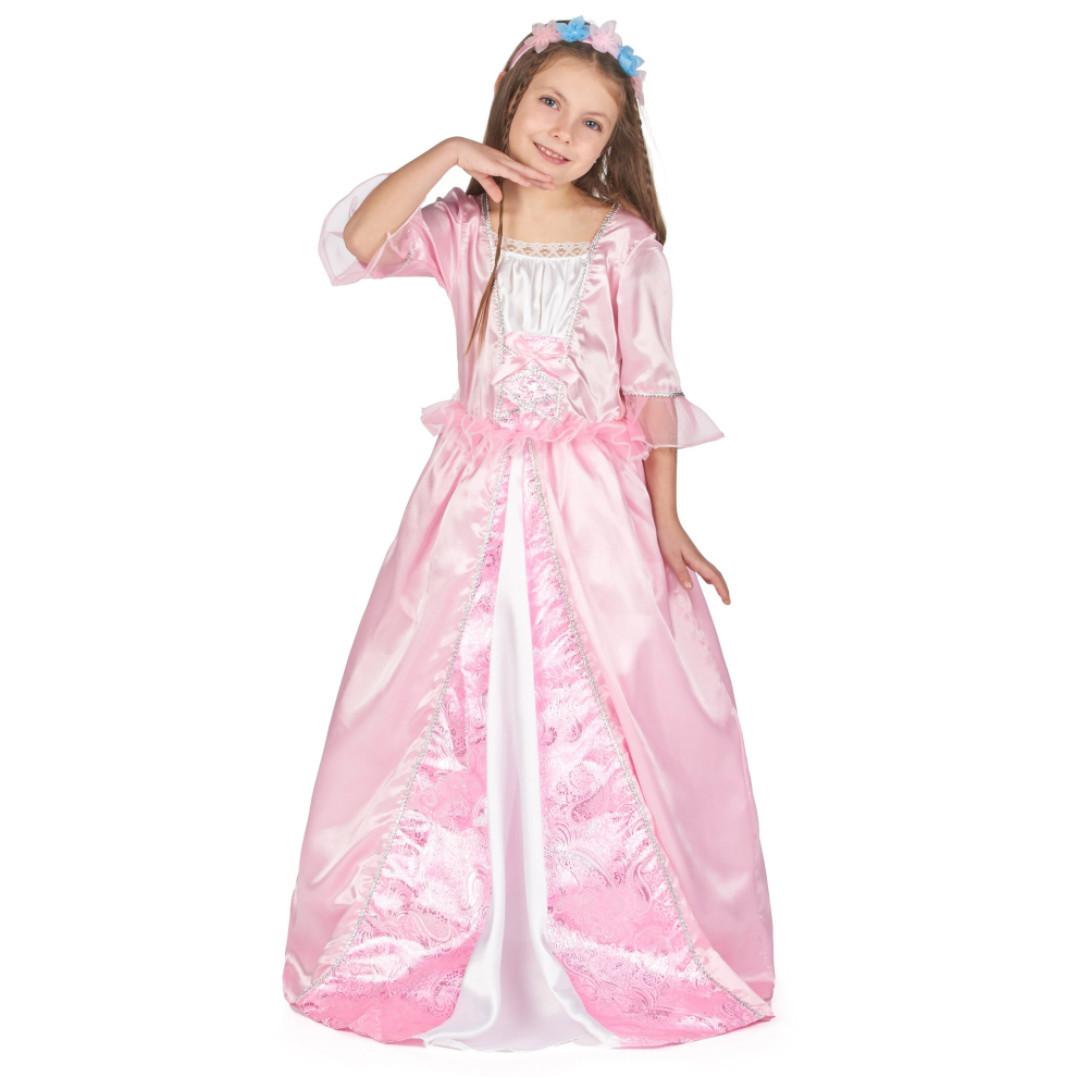 (M 7-9 years (120-130 cm)) Princess costume with a flower crown for girls