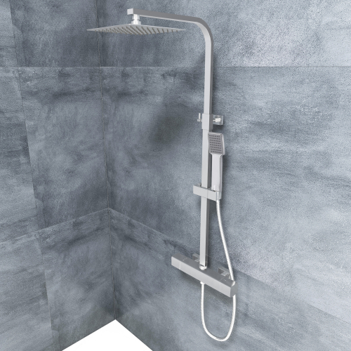 AICA AICA Thermostatic Shower Mixer Chrome Double Head Set