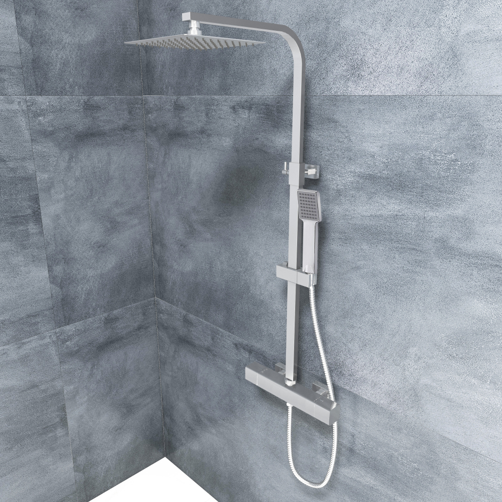 AICA Thermostatic Shower Mixer Chrome Double Head Set