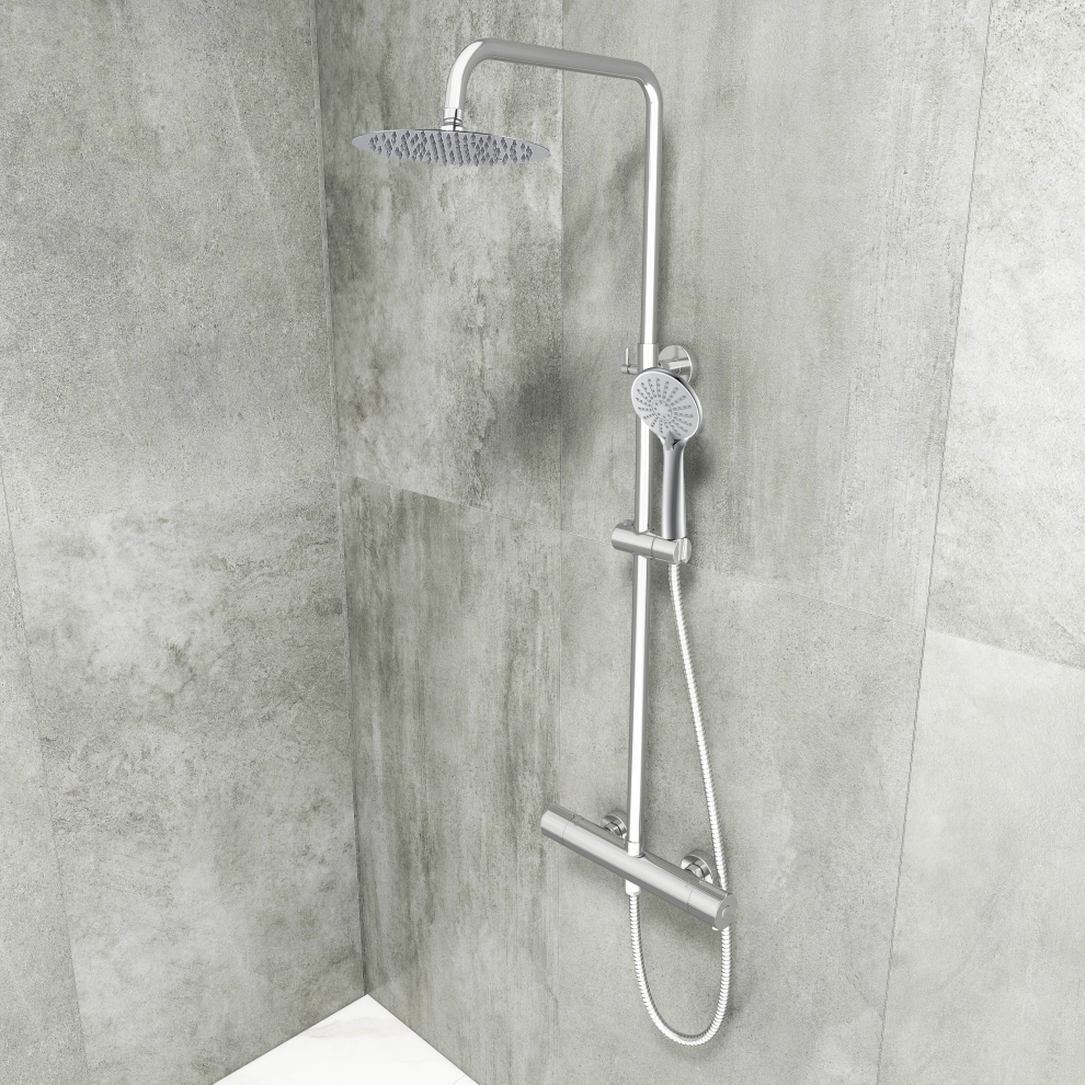 AICA Thermostatic Shower Mixer Chrome Double Head Set