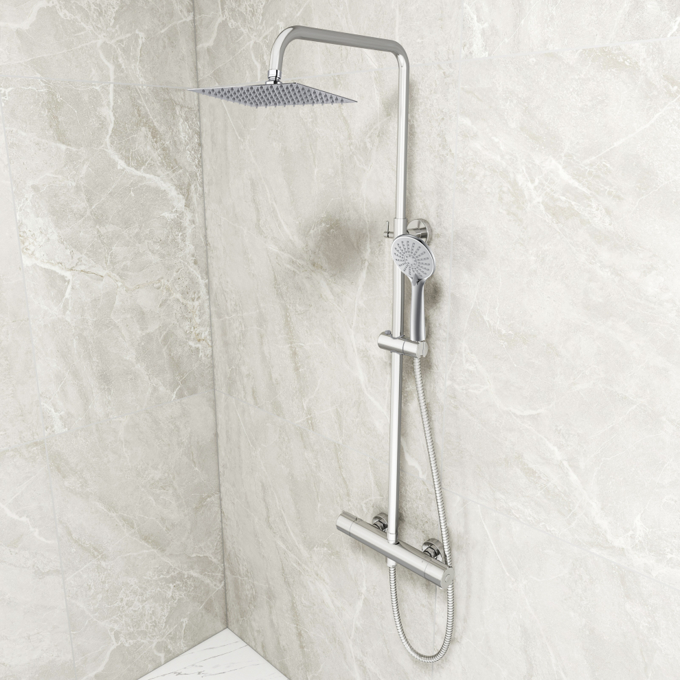 AICA Thermostatic Shower Mixer Chrome&Matte Double Head Set