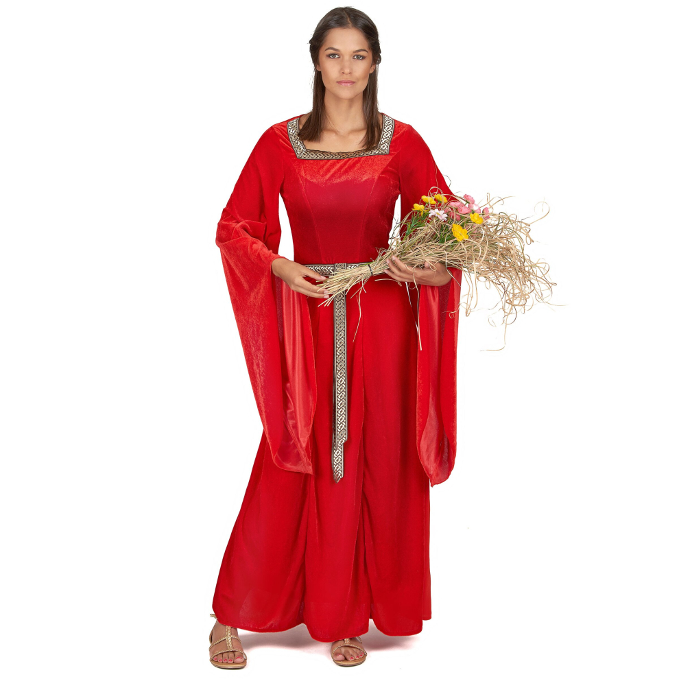 (L) Women's red velvet effect medieval costume