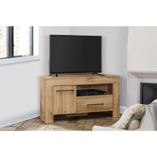 CMPCTVOAK Birlea Compton Oak Corner TV Unit - Wide Widescreen Entertainment Cabinet, 55cm H x 100cm W x 50cm D, Max 43in TV