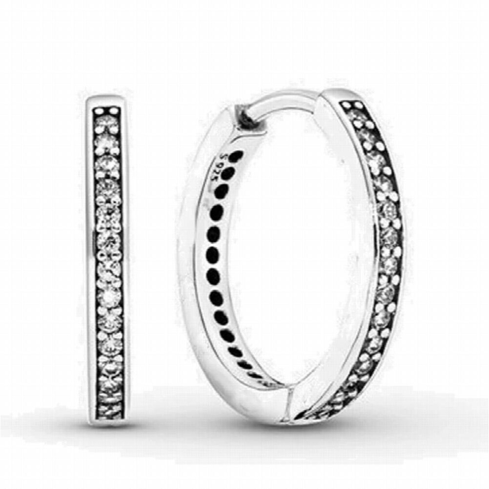 925 Sterling Silver Sparkle Doublehoop Pav? Heart Earrings For Women Silver Earring Jewelry Gift Multicoloured