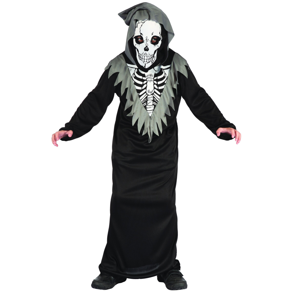 (L 10-12 years (130-140 cm)) Boys' Reaper Skeleton Costume