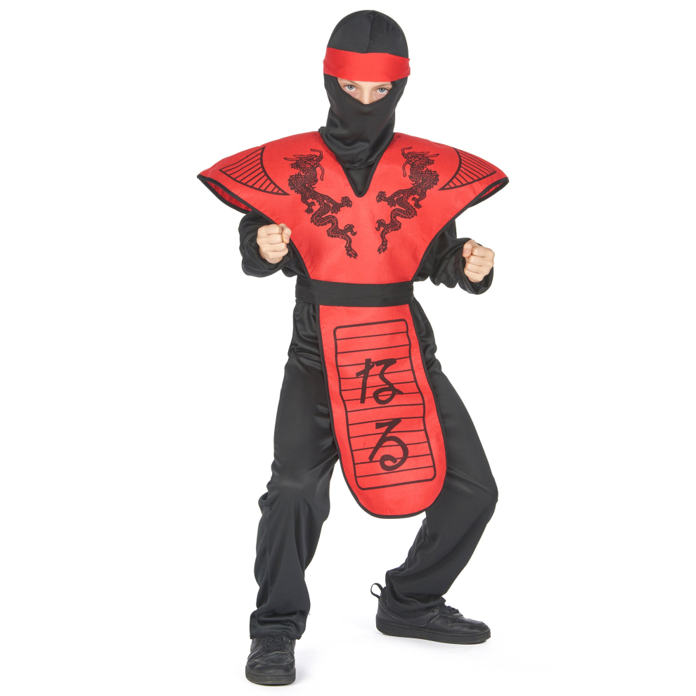 (M 7-9 years (120-130 cm)) Boys' red dragon ninja costume