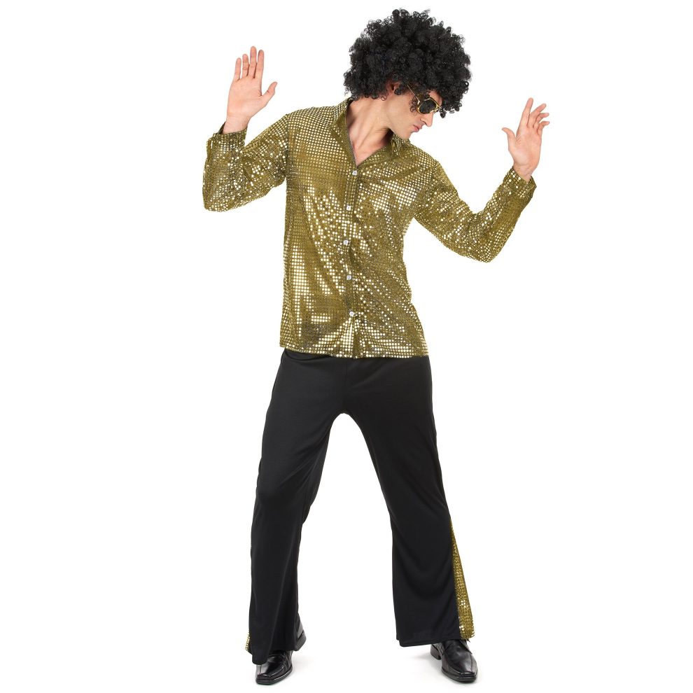 Rubies (Medium) Men's Glitter Disco Costume Gold