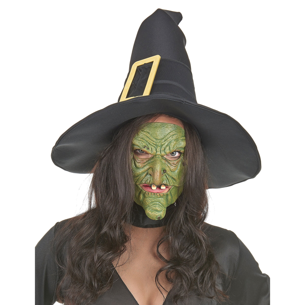 Rubies Half Latex Mask Nose And Chin Witch Adult Green