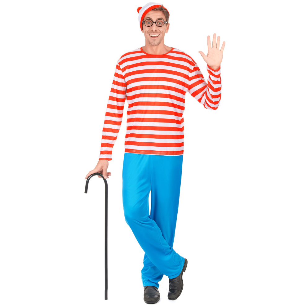 (S) Men's striped hiker costume