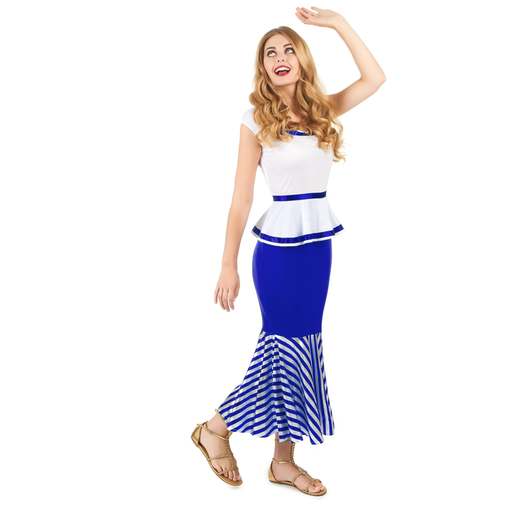 (S / M) Women's white and blue Gaulish costume