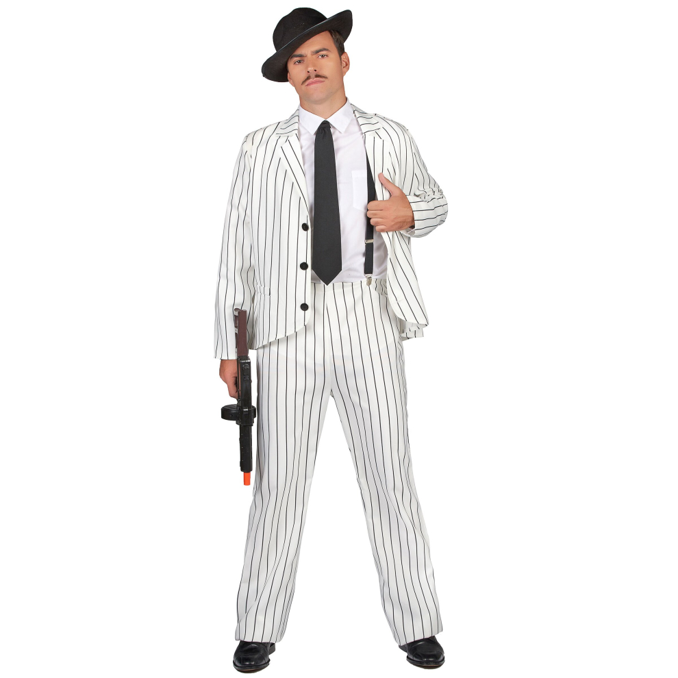 (XXL) white gangster costume for men