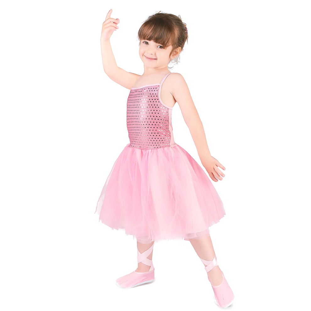 (XS 3-4 years (92-104 cm)) Girls' pink star dancer costume