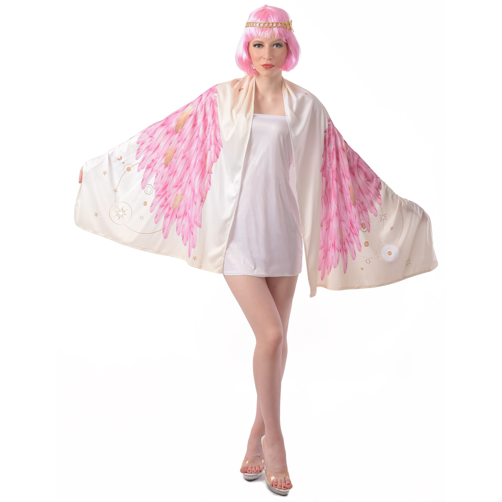 Women's pink poncho angel wings costume