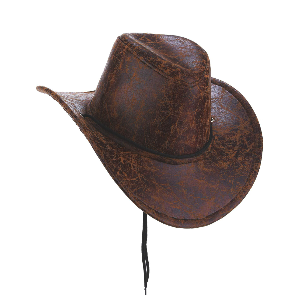 Adult brown imitation leather cowboy hat