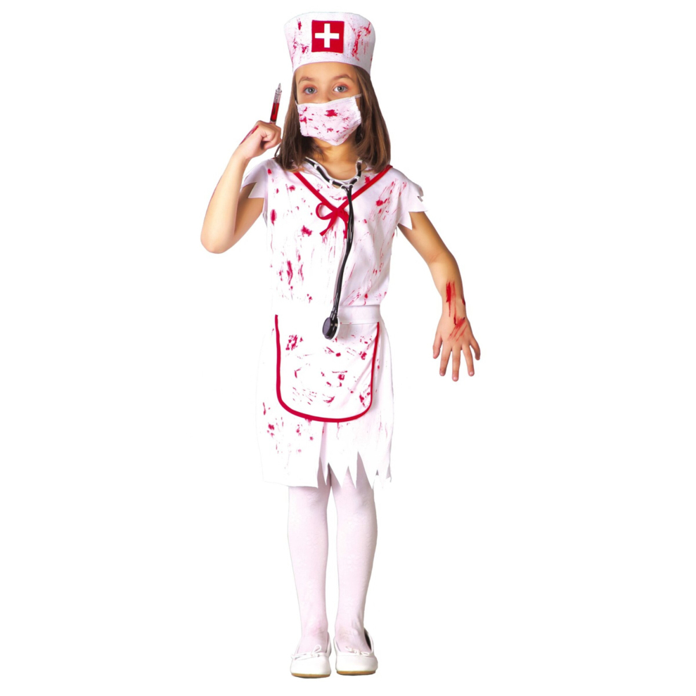 (10 to 12 years (142-148 cm)) White zombie nurse costume for girls