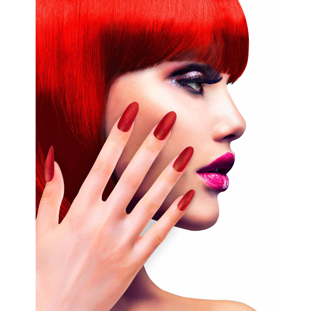Red glitter adhesive false nails for adults