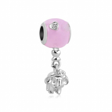 925 Sterling Silver Coffee Elephant Pendant Pink Heart Clip Charm bead Fit Pendant Bracelet DIY Jewelry For Women