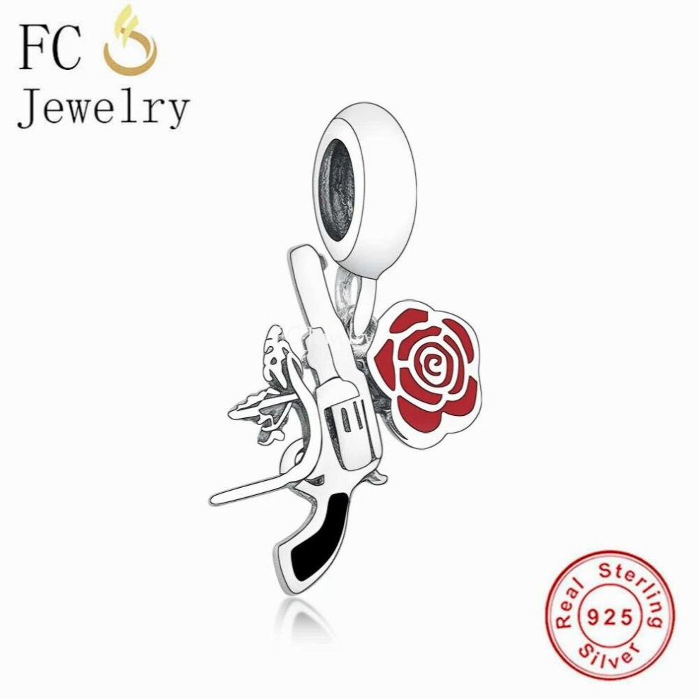 Jewelry Fit Charm Bracelet 925 Silver Red Flower Rose Flower Bead For Making Women Valentine Girfriend Berloque