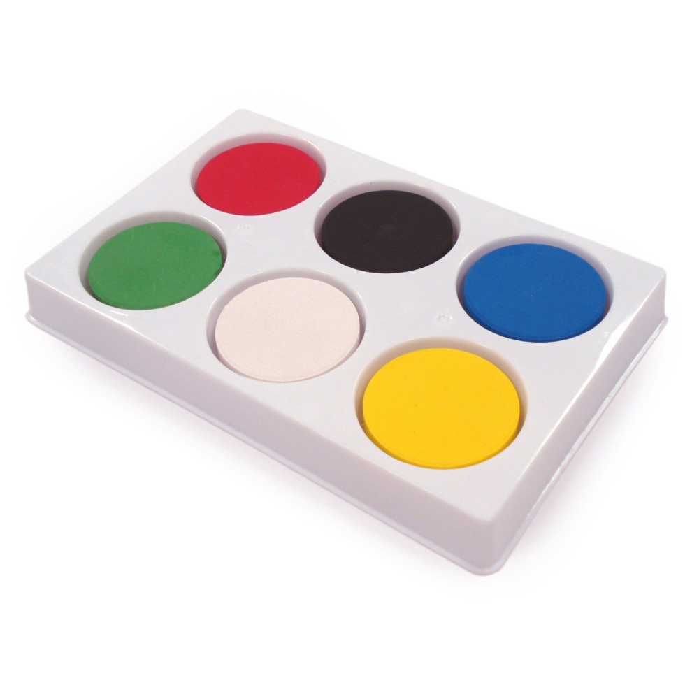 6 Large Water Colour Paint Blocks In A Strong 6 Well Palette Childrens Craft