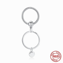 European & 925 sterling silver snake bone double ring openable Clip keychain Fit for car keys home keys B775