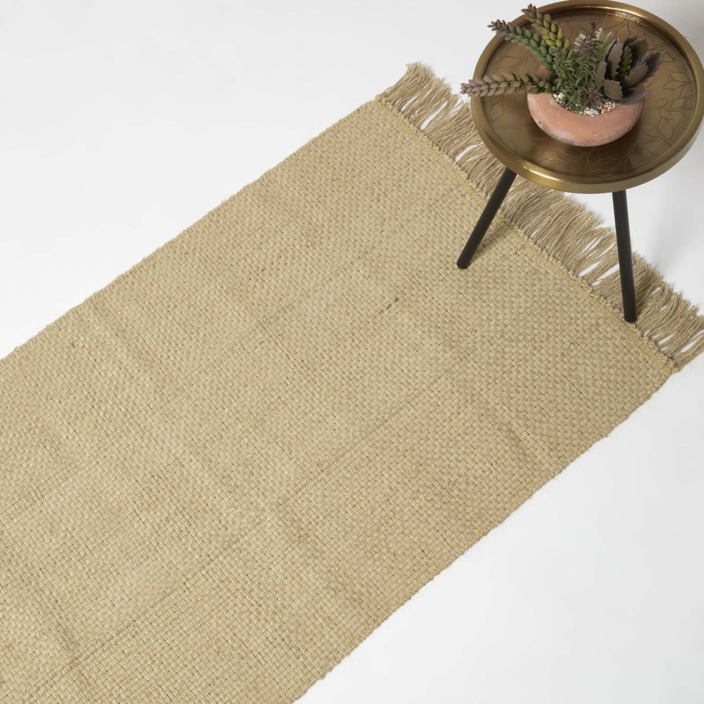 Homescapes (70 X 120 Cm) Zaphyr Natural Handwoven Jute Rug With Tassels