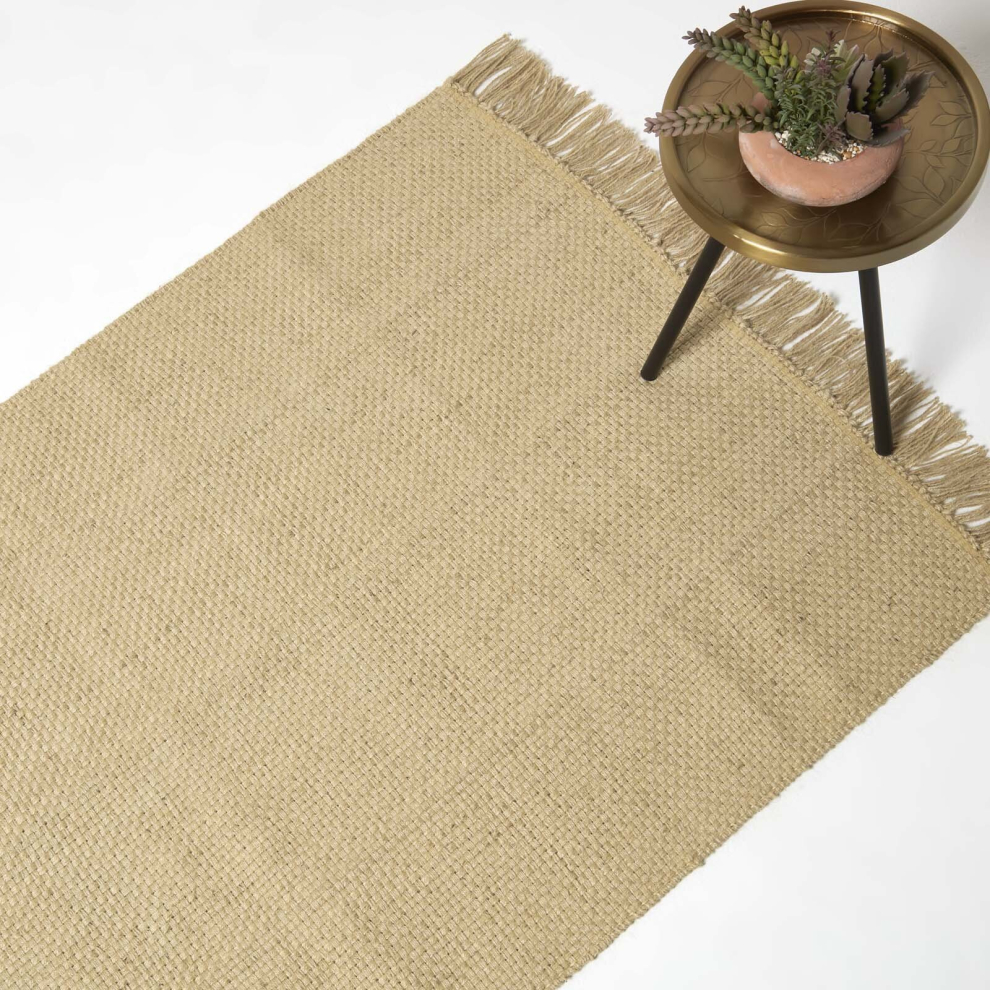 Homescapes (120 X 170 Cm) Zaphyr Natural Handwoven Jute Rug With Tassels