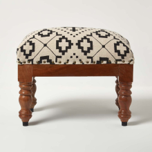 (50 x 30 x 40 cm) Reva Black Geometric Footstool