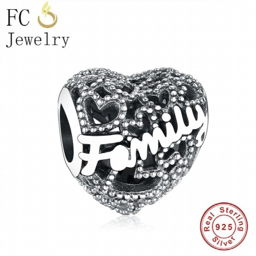 Jewelry Fit Charms Bracelet 925 Sterling Silver Openwork Family Heart Bead For Making Women Berloque