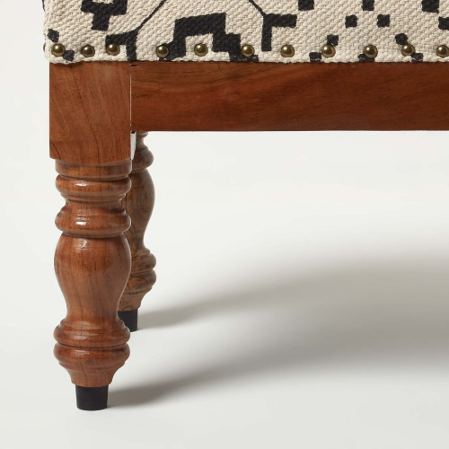Homescapes (50 x 30 x 40 cm) Reva Black Geometric Footstool 2