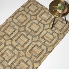 (90 x 150 cm) Tiran Brown Geometric Handwoven Jute Rug