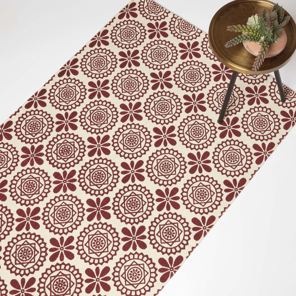 Homescapes (90 X 150 Cm) Cassia Cotton Geometric Rug Red
