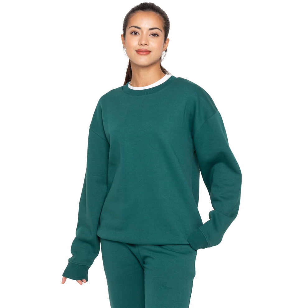 (M, Dark Green) Enzo Womens Oversized Sweatshirt