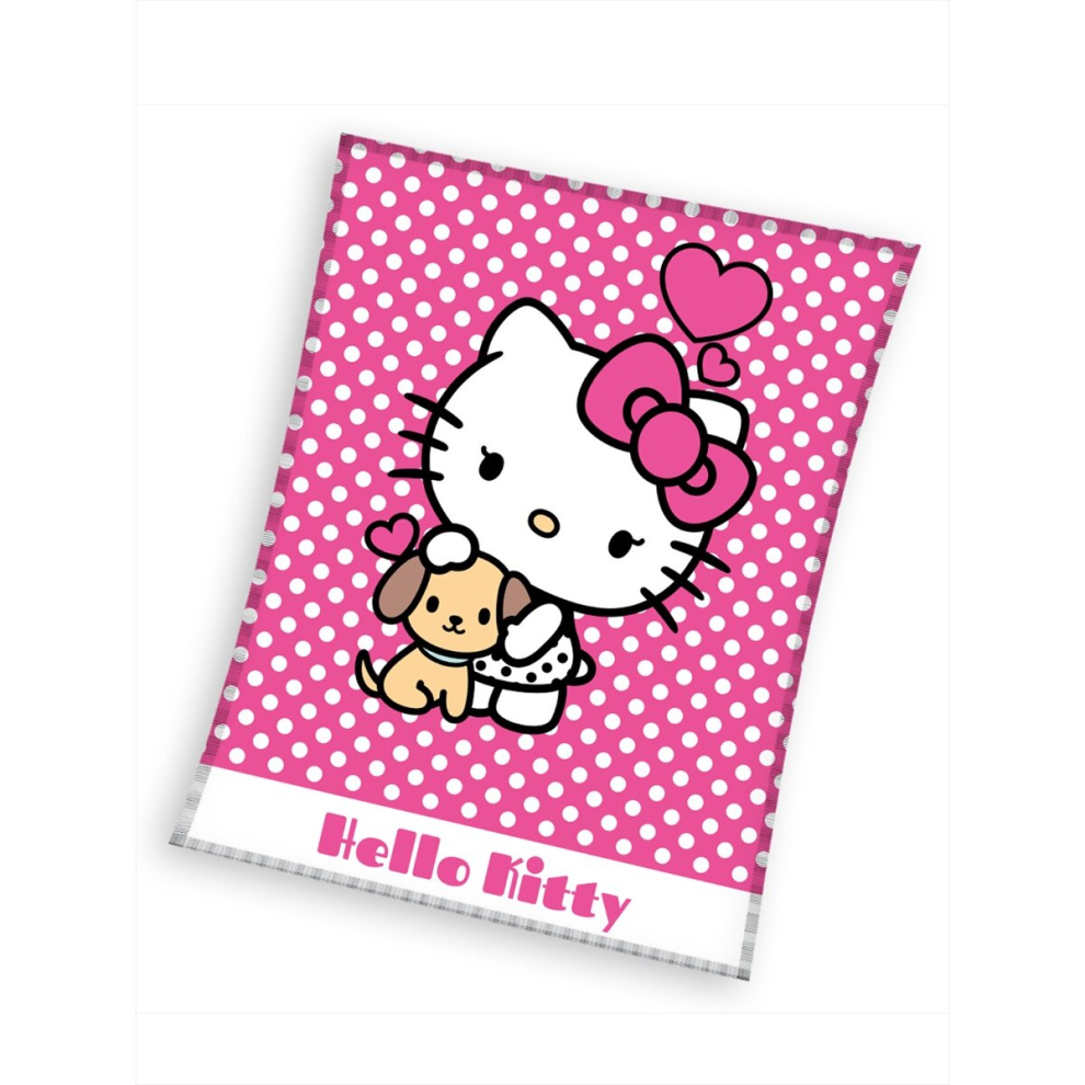 Hello Kitty Pink Polka Dot Fleece Blanket