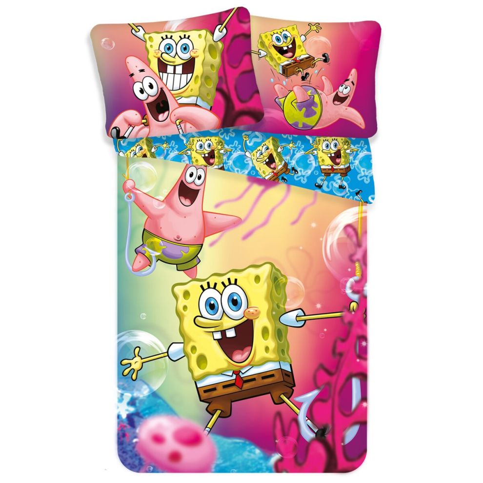 SpongeBob Blue 100% Cotton Single Duvet Cover Set - European Size