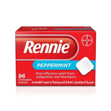 Rennie Peppermint 72 Chewable Tablets, Dietary Supplement, Fast And Effective Relief, For Heatburn & Indigestion