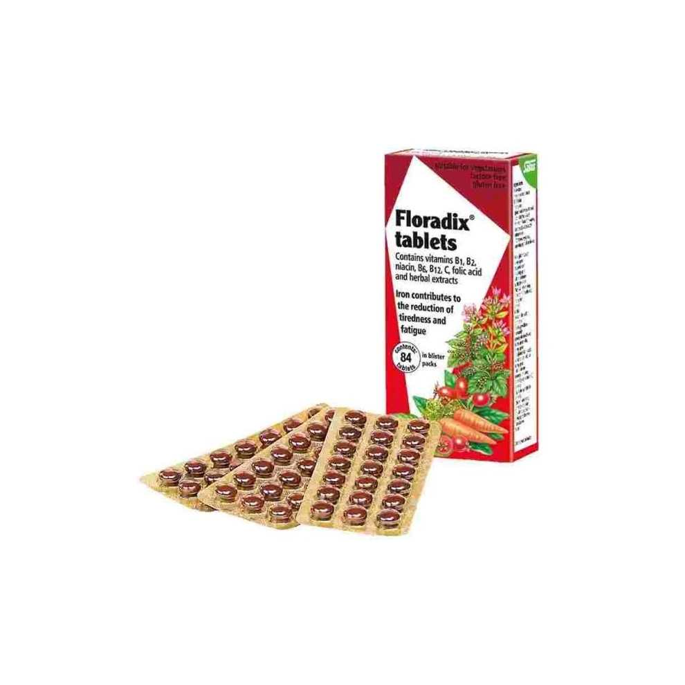 Floradix Iron & Vitamin 84 Tablets, Contains Vitamins B1, B2, Niacin, B6, B12, C, Folic Acid & Herbal Extract,Dietary Supplement
