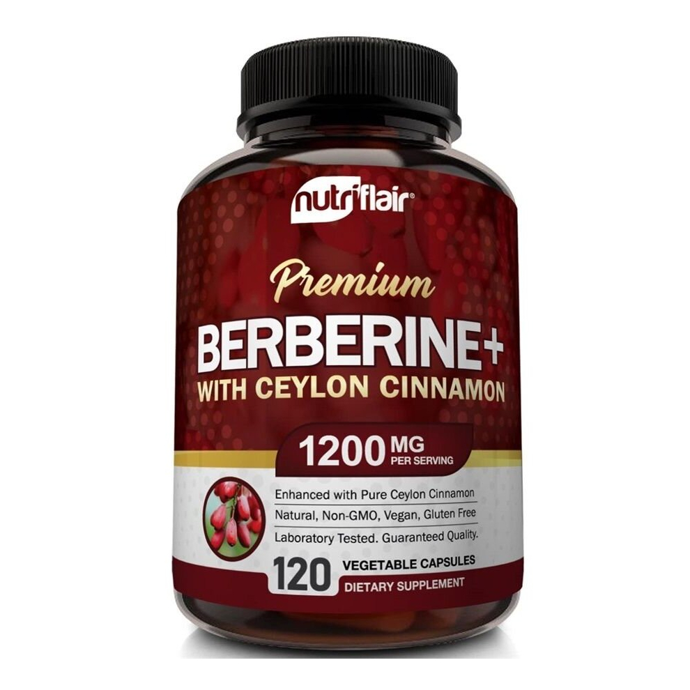 Premium Berberine Hcl 1200Mg 120 Capsules, With Ceylon Cinnamon, Support Immune System & Healthy Weight Management, Dietary Supplement