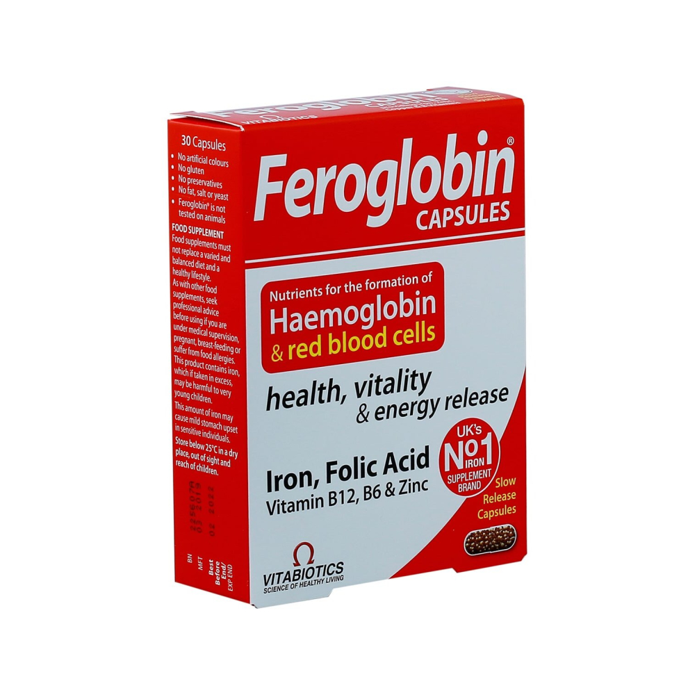Vitabiotics Feroglobin Organic Vitamin And Mineral Capsules 30 Capsules, Helps To Maintain Health, Vitality And Energy Release, Dietary Supplement