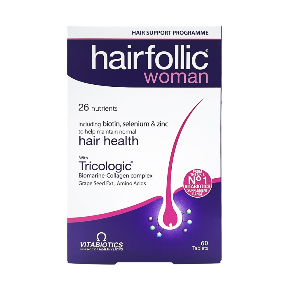 Vitabiotic Hairfollic Woman Supplement Multi-Vitamins 60 Tablets, With Biotin, Selenium & Zinc, Dietary Supplement