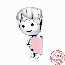Romantic 925 Sterling Silver Love Little Boy And Girl & Toy Princess & Hat Boy Charm Fit Bracelet DIY Valentine Gift