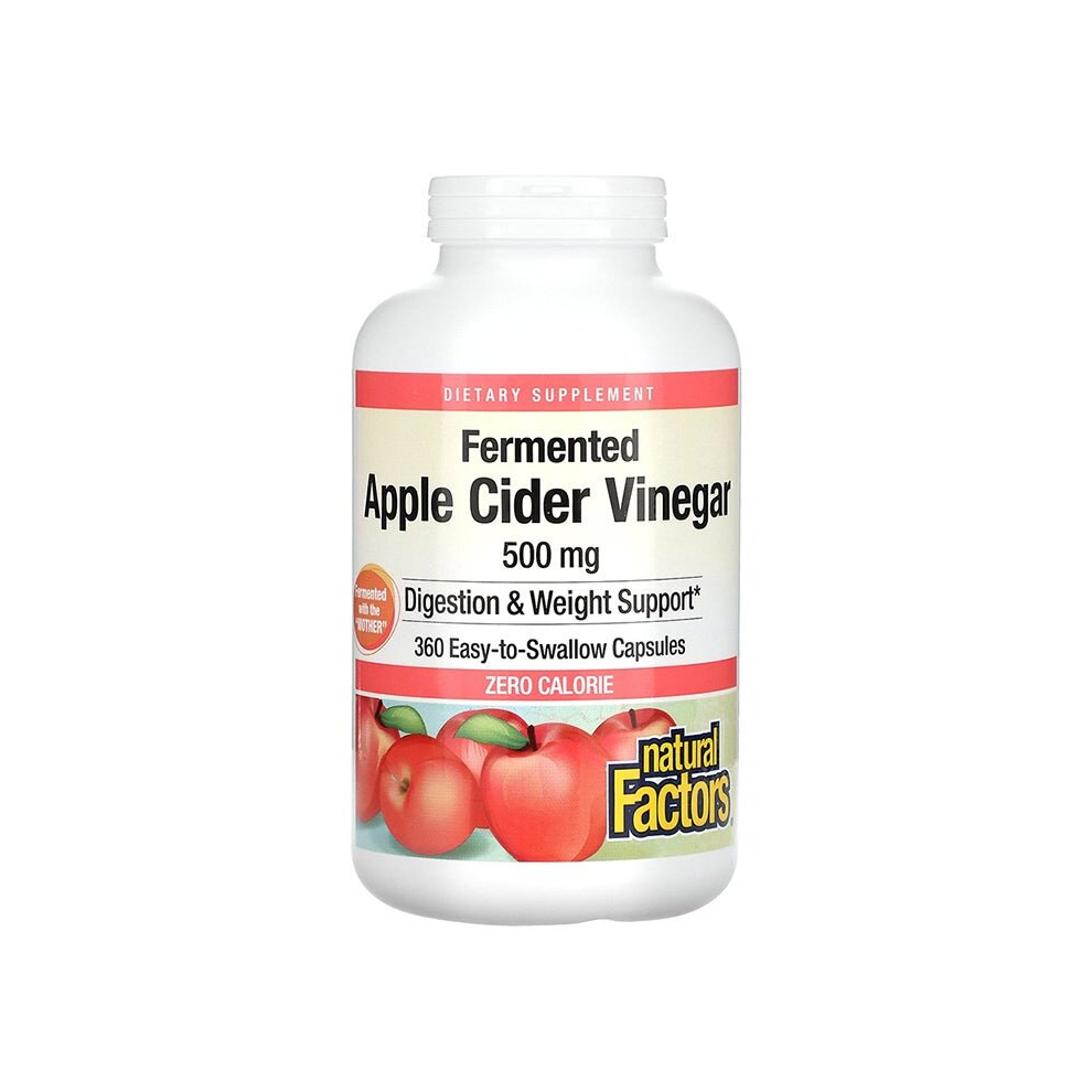 Natural Facotrs Fermented Apple Cider Vinegar 500Mg Digestion And Weight Support Dietary Supplement 360 Capsules