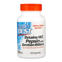 Doctor's Best Betaine Hci Pepsin & Gentian Bitters, Digestive Enzymes For Protein Breakdown & Absorption, 120 Capsules, Dietary Supplement