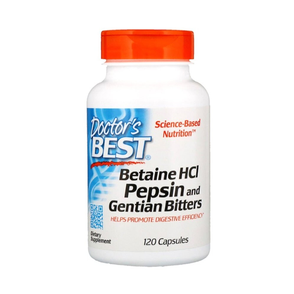 Doctor's Best Betaine Hci Pepsin & Gentian Bitters, Digestive Enzymes For Protein Breakdown & Absorption, 120 Capsules, Dietary Supplement