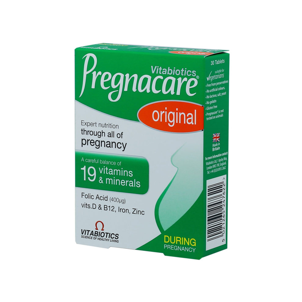 Vitabiotics Pregnacare Original With 19 Vitamins & Minerals, Folic Acid 400Ug, Vitamins D & B12, Dietary Supplement, 30 Tablets